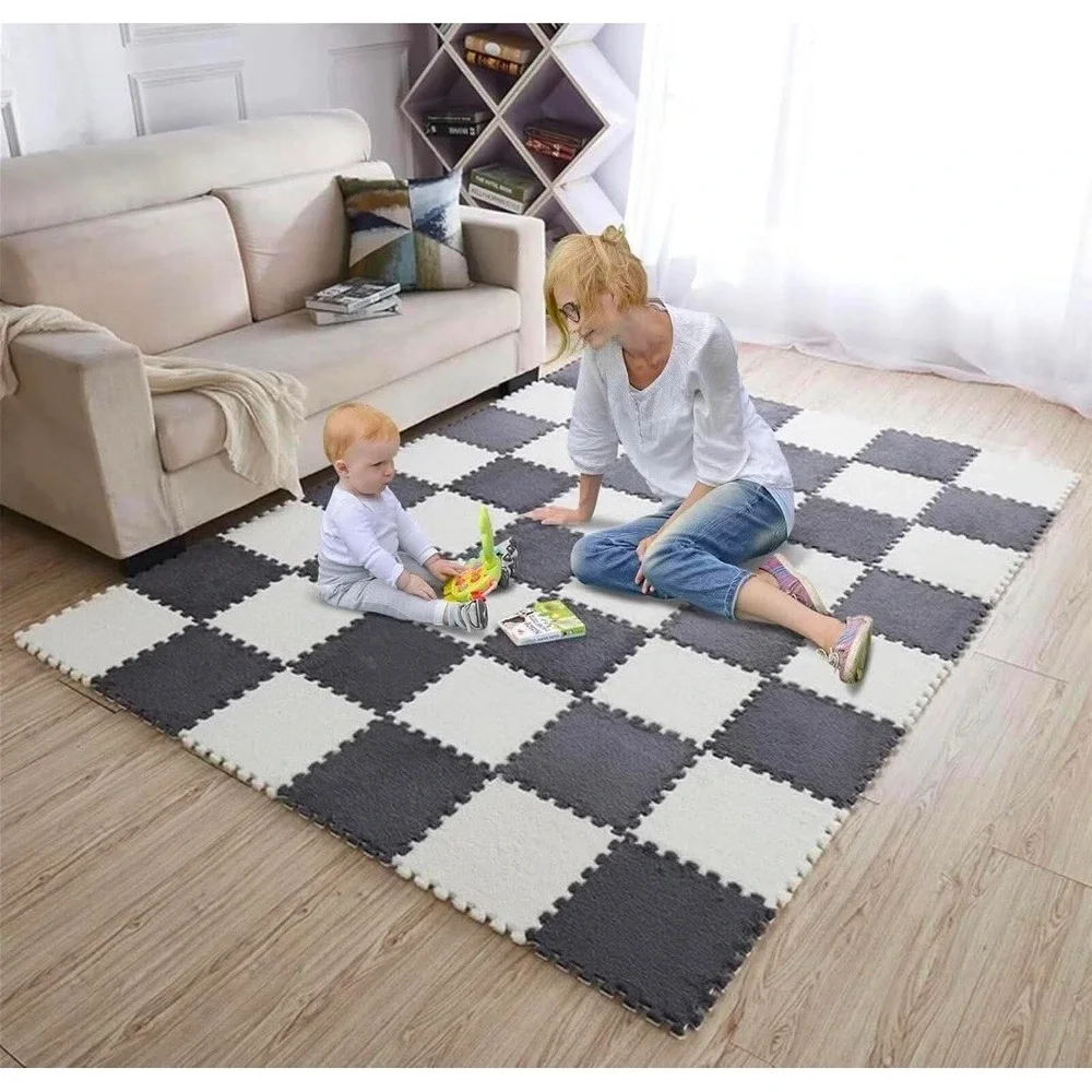 20pcs Plush Puzzle Foam Floormat 11.8x11.8‎ Soft Interlocking Carpet Tiles
